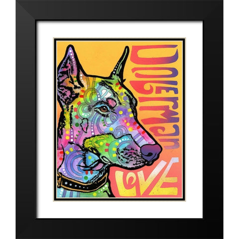 Doberman Luv Black Modern Wood Framed Art Print with Double Matting by Dean Russo Collection