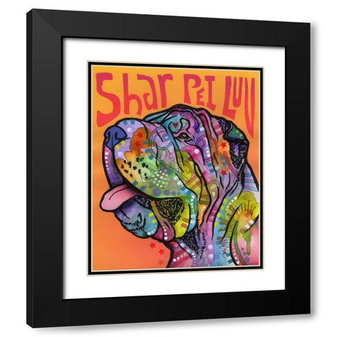 Shar Pei Love Black Modern Wood Framed Art Print with Double Matting by Dean Russo Collection