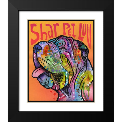 Shar Pei Love Black Modern Wood Framed Art Print with Double Matting by Dean Russo Collection