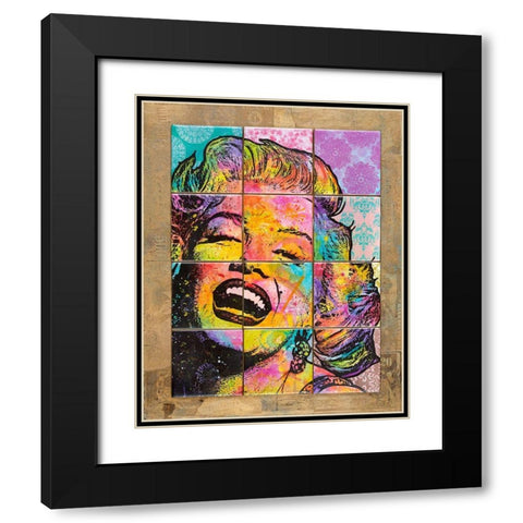 Marilyn in Tiles Black Modern Wood Framed Art Print with Double Matting by Dean Russo Collection