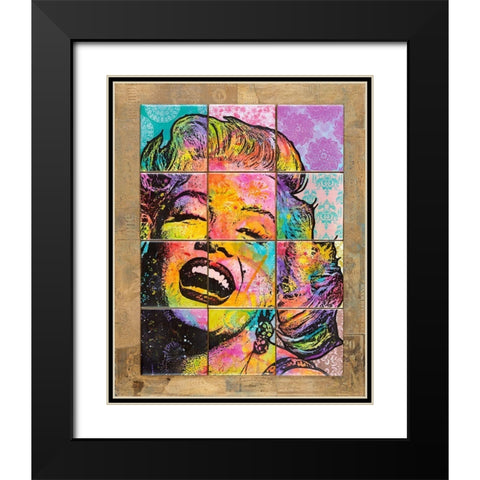 Marilyn in Tiles Black Modern Wood Framed Art Print with Double Matting by Dean Russo Collection