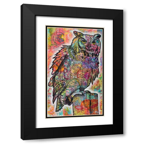 Owl Perch Black Modern Wood Framed Art Print with Double Matting by Dean Russo Collection