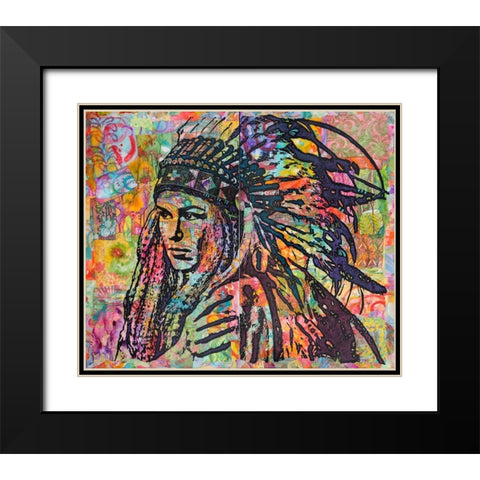 Tiva in Head dress Black Modern Wood Framed Art Print with Double Matting by Dean Russo Collection