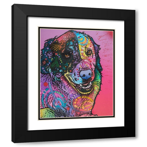 Splatter Black Modern Wood Framed Art Print with Double Matting by Dean Russo Collection