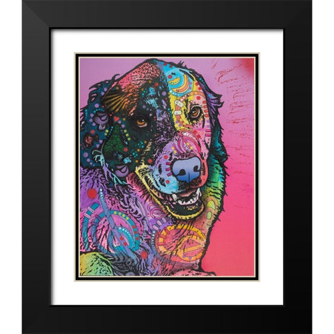 Splatter Black Modern Wood Framed Art Print with Double Matting by Dean Russo Collection