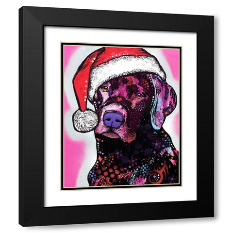 Black Lab Christmas Black Modern Wood Framed Art Print with Double Matting by Dean Russo Collection