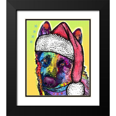 German Shepherd Christmas Black Modern Wood Framed Art Print with Double Matting by Dean Russo Collection