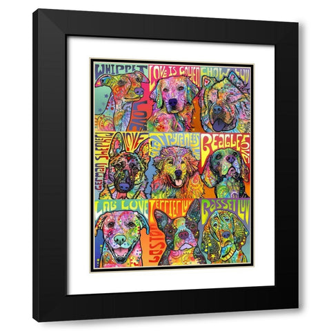 Nine Up of Dogs Black Modern Wood Framed Art Print with Double Matting by Dean Russo Collection