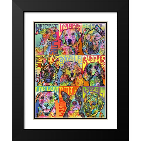 Nine Up of Dogs Black Modern Wood Framed Art Print with Double Matting by Dean Russo Collection