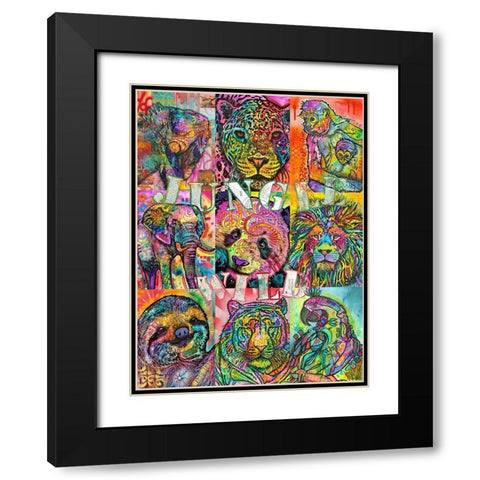 Nine Up of Jungle Wild Black Modern Wood Framed Art Print with Double Matting by Dean Russo Collection
