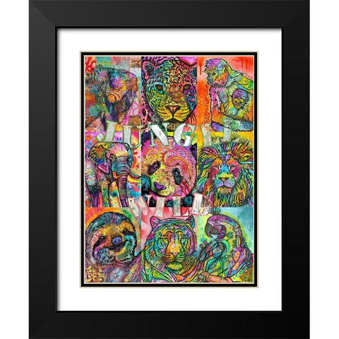 Nine Up of Jungle Wild Black Modern Wood Framed Art Print with Double Matting by Dean Russo Collection