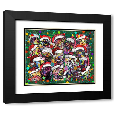 Christmas Collage Black Modern Wood Framed Art Print with Double Matting by Dean Russo Collection