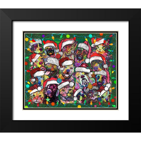 Christmas Collage Black Modern Wood Framed Art Print with Double Matting by Dean Russo Collection