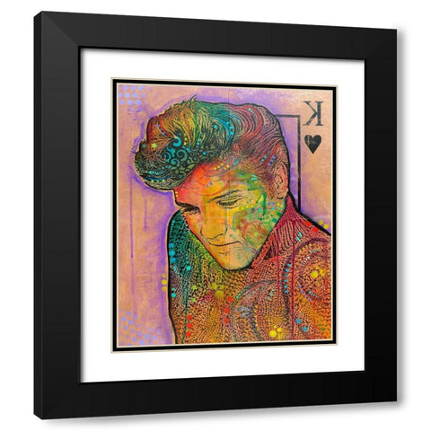 Elvis - King of Hearts Black Modern Wood Framed Art Print with Double Matting by Dean Russo Collection