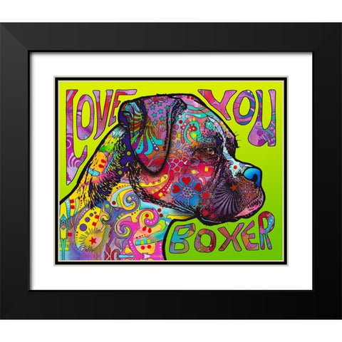Love You Boxer Black Modern Wood Framed Art Print with Double Matting by Dean Russo Collection