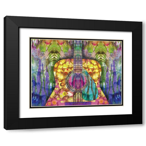 Guitar 2 Black Modern Wood Framed Art Print with Double Matting by Dean Russo Collection