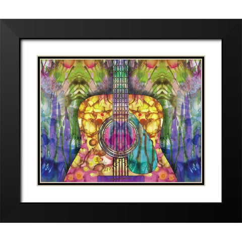 Guitar 2 Black Modern Wood Framed Art Print with Double Matting by Dean Russo Collection