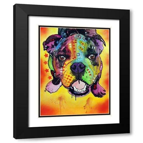 Baby Bulldog Black Modern Wood Framed Art Print with Double Matting by Dean Russo Collection