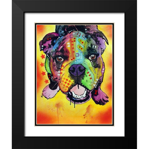 Baby Bulldog Black Modern Wood Framed Art Print with Double Matting by Dean Russo Collection