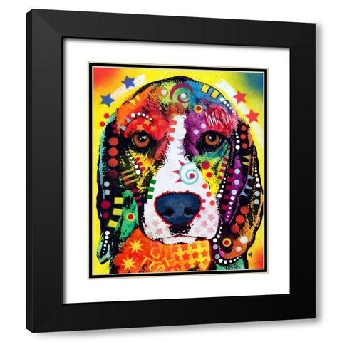 Beagle Face Black Modern Wood Framed Art Print with Double Matting by Dean Russo Collection