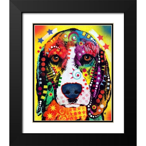 Beagle Face Black Modern Wood Framed Art Print with Double Matting by Dean Russo Collection