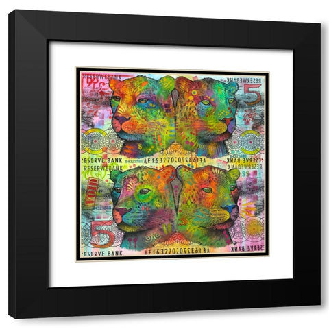 Big Cat Reflect 5 Black Modern Wood Framed Art Print with Double Matting by Dean Russo Collection