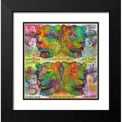 Big Cat Reflect 5 Black Modern Wood Framed Art Print with Double Matting by Dean Russo Collection