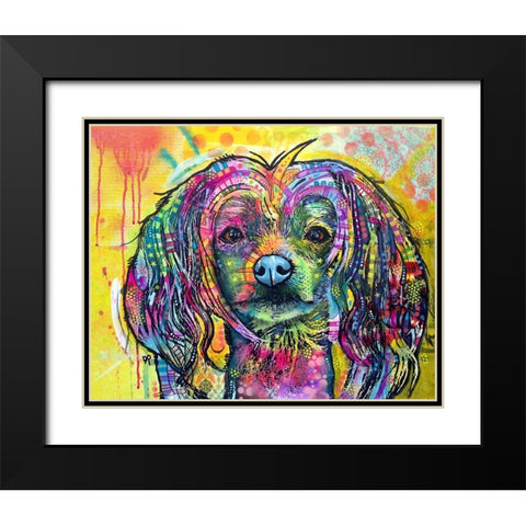 Chinese Crusted Black Modern Wood Framed Art Print with Double Matting by Dean Russo Collection