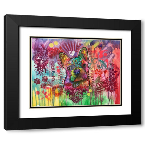 Frenchie Jacket Black Modern Wood Framed Art Print with Double Matting by Dean Russo Collection