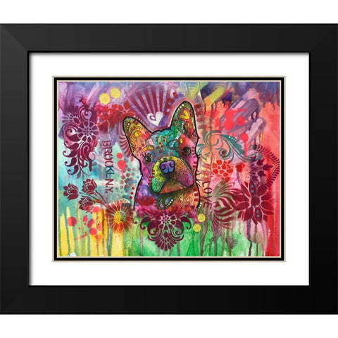 Frenchie Jacket Black Modern Wood Framed Art Print with Double Matting by Dean Russo Collection