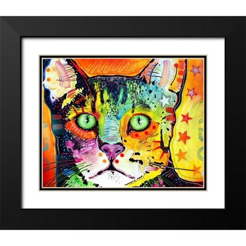 Straight Cat Black Modern Wood Framed Art Print with Double Matting by Dean Russo Collection