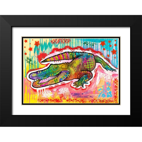 Alligator 2 Black Modern Wood Framed Art Print with Double Matting by Dean Russo Collection