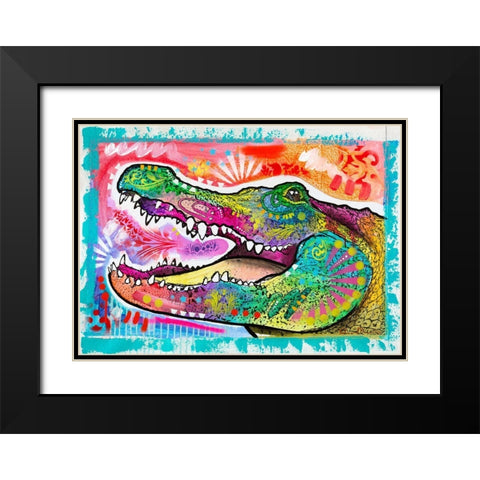 Alligator 3 Black Modern Wood Framed Art Print with Double Matting by Dean Russo Collection