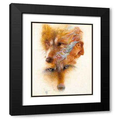 Grandfather Wolf Black Modern Wood Framed Art Print with Double Matting by Lund, Denton
