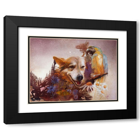 Friends Black Modern Wood Framed Art Print with Double Matting by Lund, Denton