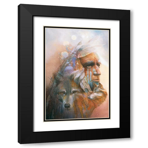Vision Of The Wolves Black Modern Wood Framed Art Print with Double Matting by Lund, Denton