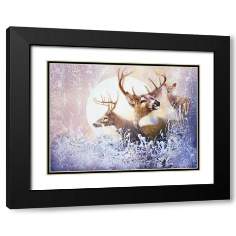 Snow Moon Black Modern Wood Framed Art Print with Double Matting by Lund, Denton