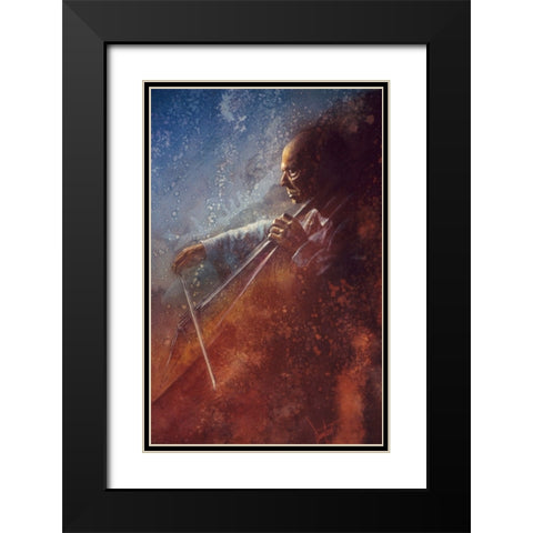 The Cello Player Black Modern Wood Framed Art Print with Double Matting by Lund, Denton