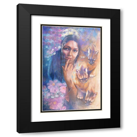 Cougar Moon Black Modern Wood Framed Art Print with Double Matting by Lund, Denton