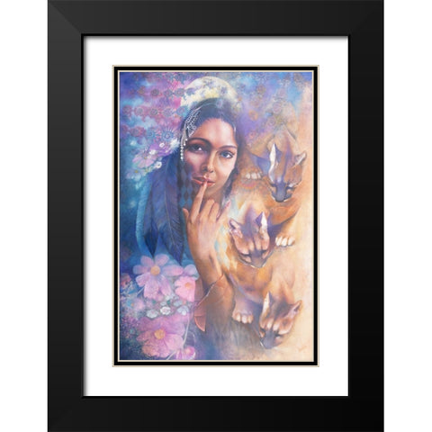 Cougar Moon Black Modern Wood Framed Art Print with Double Matting by Lund, Denton