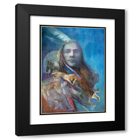 White Feather Black Modern Wood Framed Art Print with Double Matting by Lund, Denton