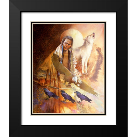 Night Of The Ravens Black Modern Wood Framed Art Print with Double Matting by Lund, Denton