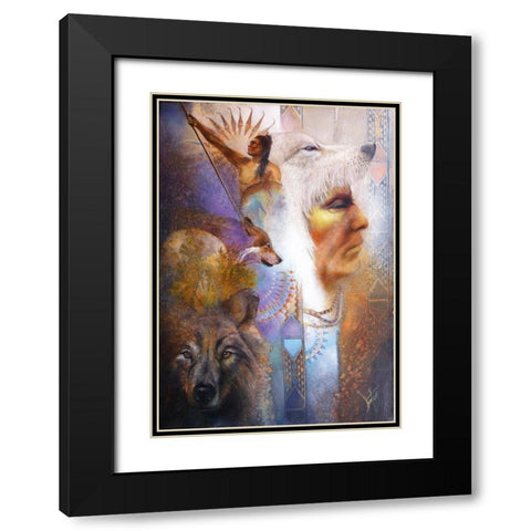 Vision Of The Wolf Black Modern Wood Framed Art Print with Double Matting by Lund, Denton