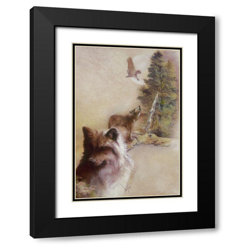 Song Of The White Wolf Black Modern Wood Framed Art Print with Double Matting by Lund, Denton