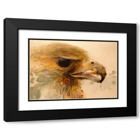 Decorative Hawk Black Modern Wood Framed Art Print with Double Matting by Lund, Denton