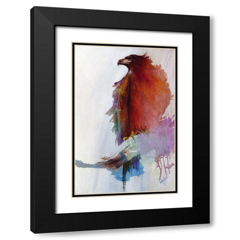 Rainbow Eagle Black Modern Wood Framed Art Print with Double Matting by Lund, Denton