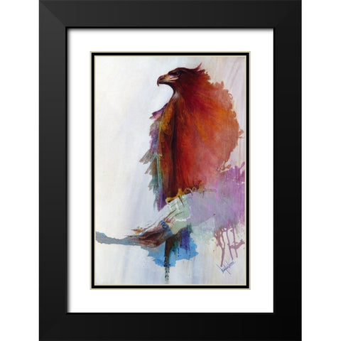Rainbow Eagle Black Modern Wood Framed Art Print with Double Matting by Lund, Denton