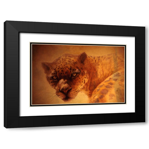 The Leopard Black Modern Wood Framed Art Print with Double Matting by Lund, Denton