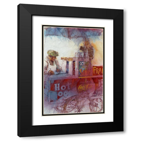 Hot Dog Vendor Black Modern Wood Framed Art Print with Double Matting by Lund, Denton
