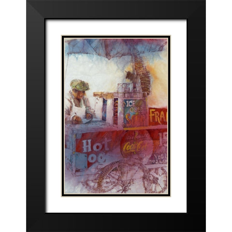 Hot Dog Vendor Black Modern Wood Framed Art Print with Double Matting by Lund, Denton